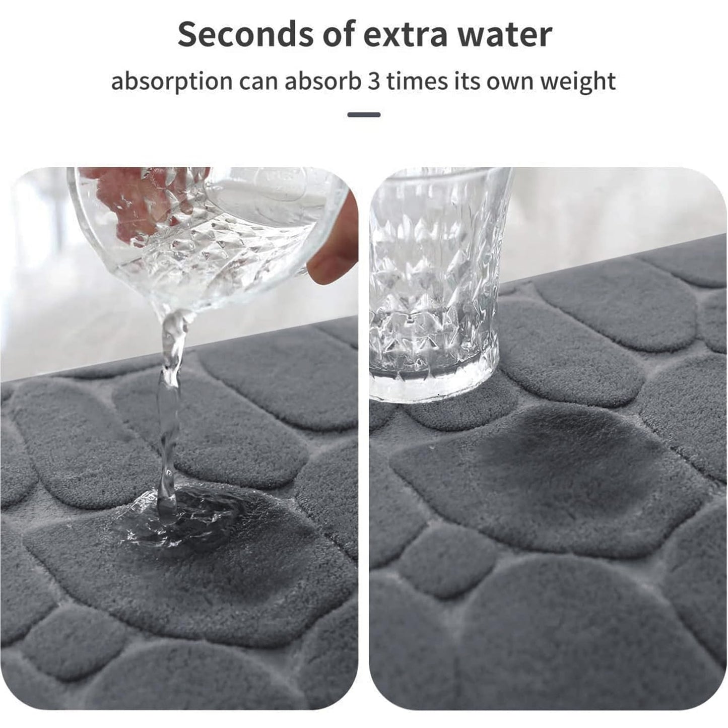 YIHOUSE Bathroom Mat Rug, Memory Foam Bath Mat, Non-Slip Bathroom Floor Mats, Cobblestone Bath Mats Absorbent Bath Rugs Washable Quick Dry (17x24,Dark Gray)