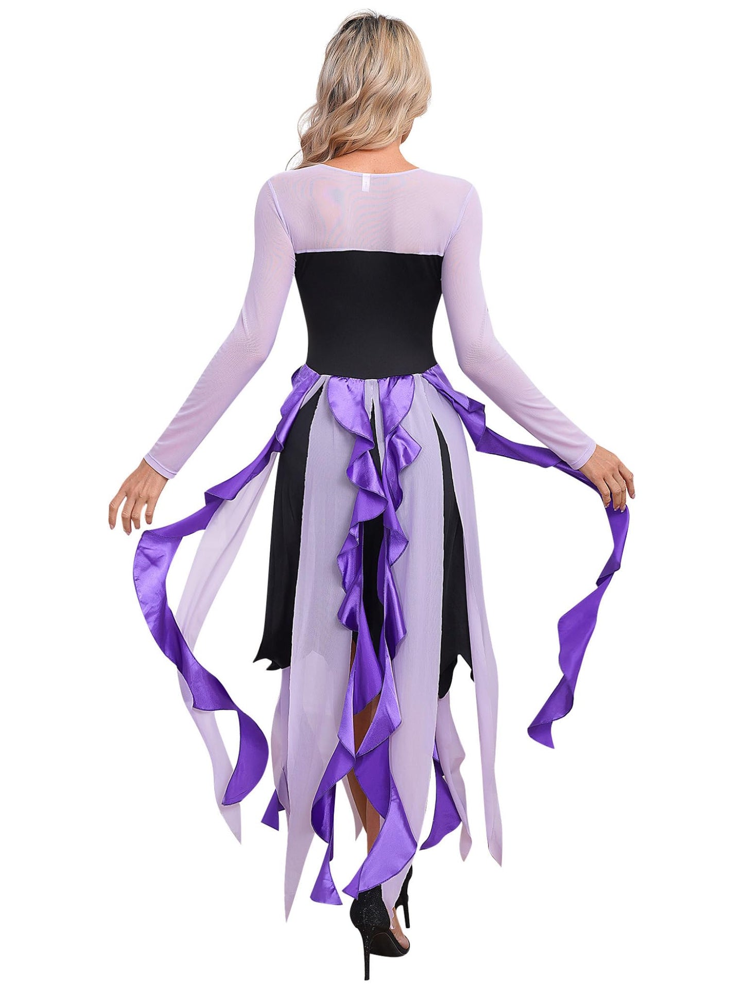 Lejafay Women's Vintage Cocktail Maxi Dress Gothic Victorian Mermaid Sea Witch Cosplay Costumes Purple Large
