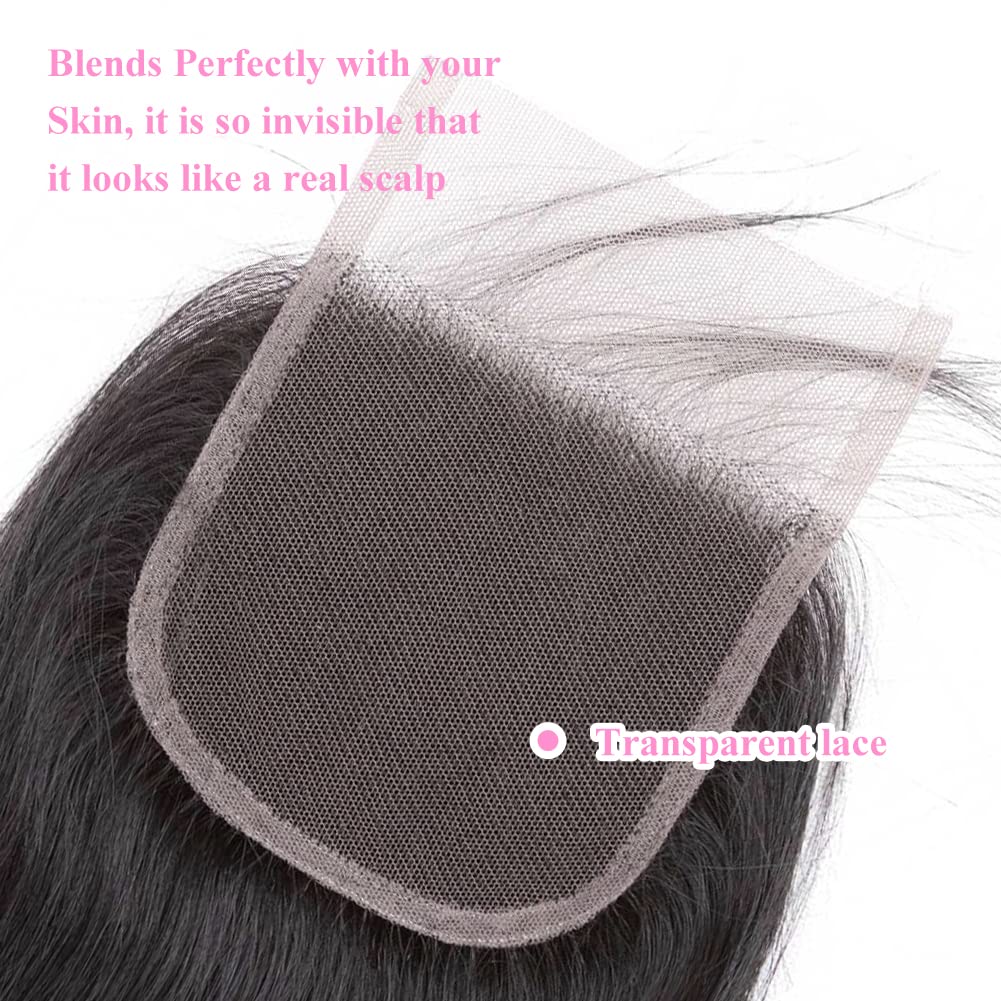 12A Brazilian Straight 4x4 HD Lace Closure Free Part Hand Tied Transparent HD Lace Closure 100% Unprocessed Human Hair Transpare