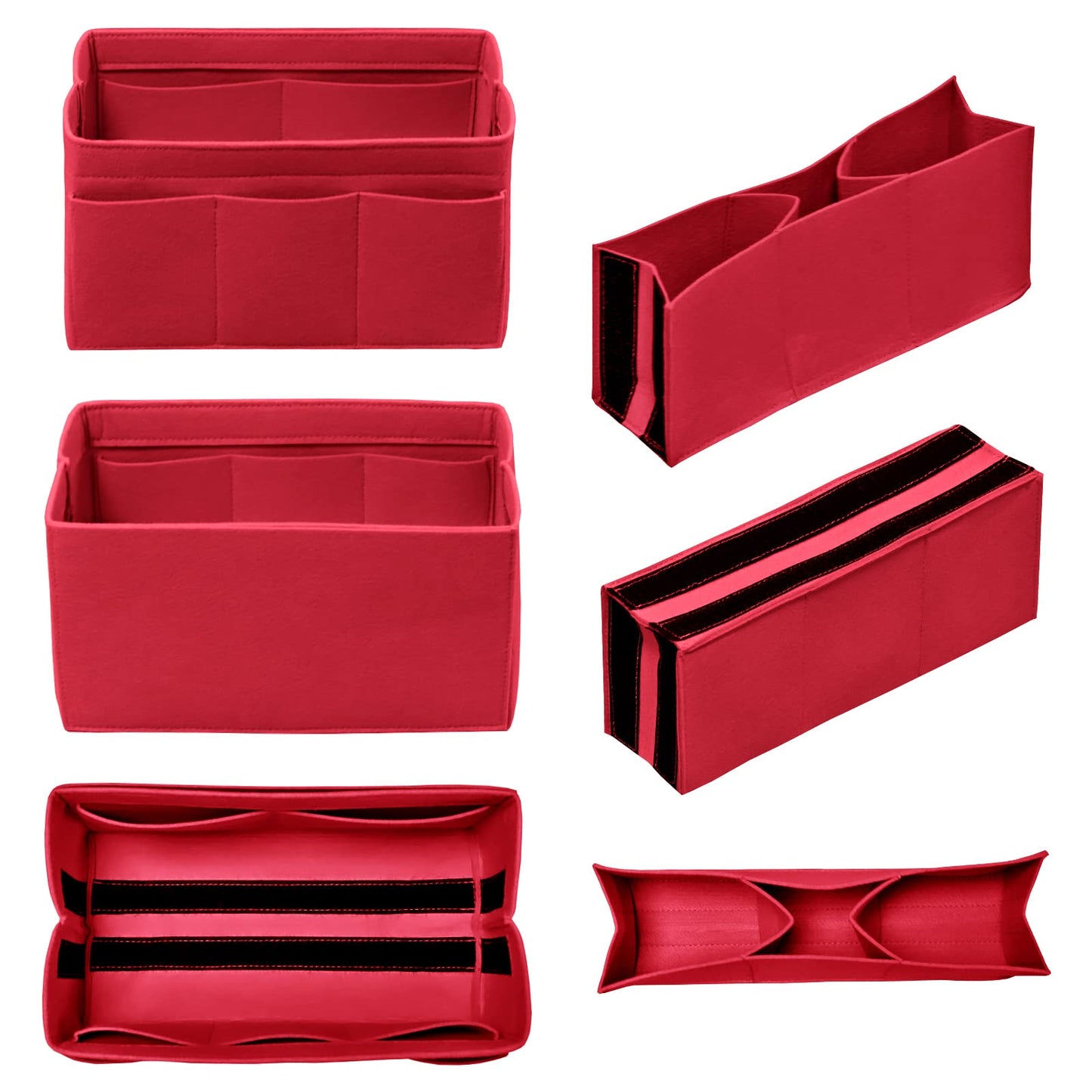 DailyPlus Purse Organizer Insert with Zipper Felt Bag Organizer for Tote Purse Bag Red XLarge
