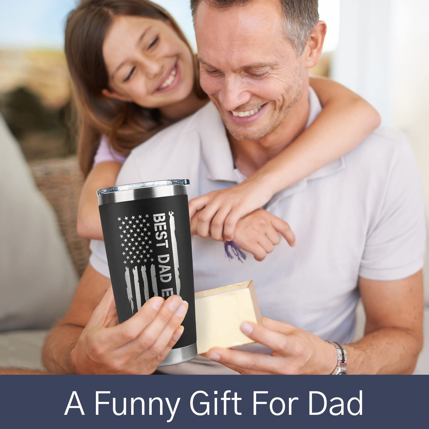 KATLADIZ Gifts for Dad from Daughter, Son - Dad Gifts - Birthday, Fathers Day, Father's Day Gift for Dads - New Dads Gift for Men - 20 Oz Stainless Steel Tumbler