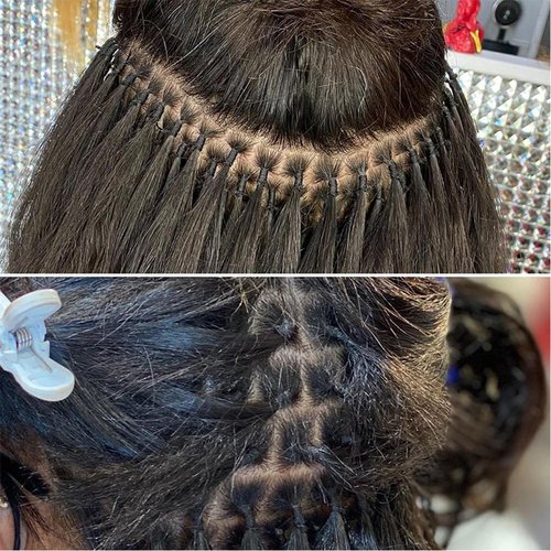 Kiss darling LASHES Water Wave I Tip Human Hair Extension Pre Bonded Raw I Tip Keratin Fushion Hair Natural Wavy Curly 100g/100 strand 24inch Microlink Beads I Tip Hair Extensions