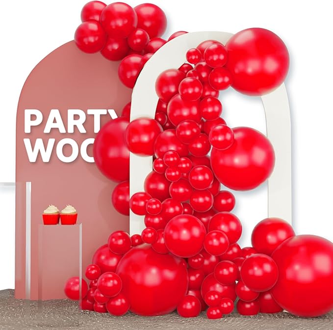 PartyWoo Red Balloons 120 pcs Different Sizes of 18 12 10 5 Inch Red Balloon Arch Kit Garland for Birthday Graduation Bach...