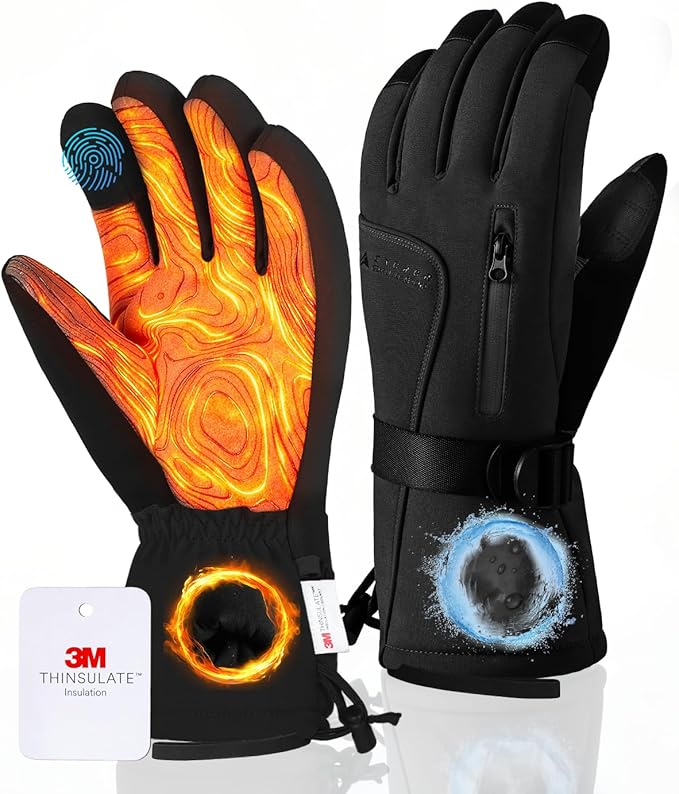 GXCROR Winter Gloves for Men & Women, Waterproof Touchscreen Ski Gloves with 3M Thinsulate -22°F Warmth, Windproof Cold We...