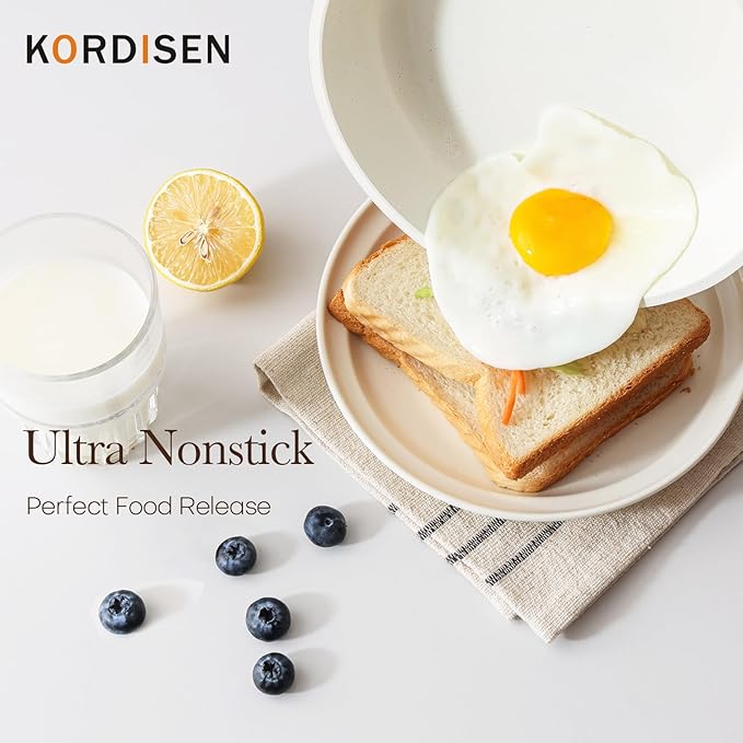 Kordisen Ceramic Non Stick Frying Pans Skillet, 9.5 Inch Ceramic Frying Pan Nonstick for Cooking Non Toxic, Healthy Induction Cookware, Heat Resistant Handle, PFOA & PFAS Free