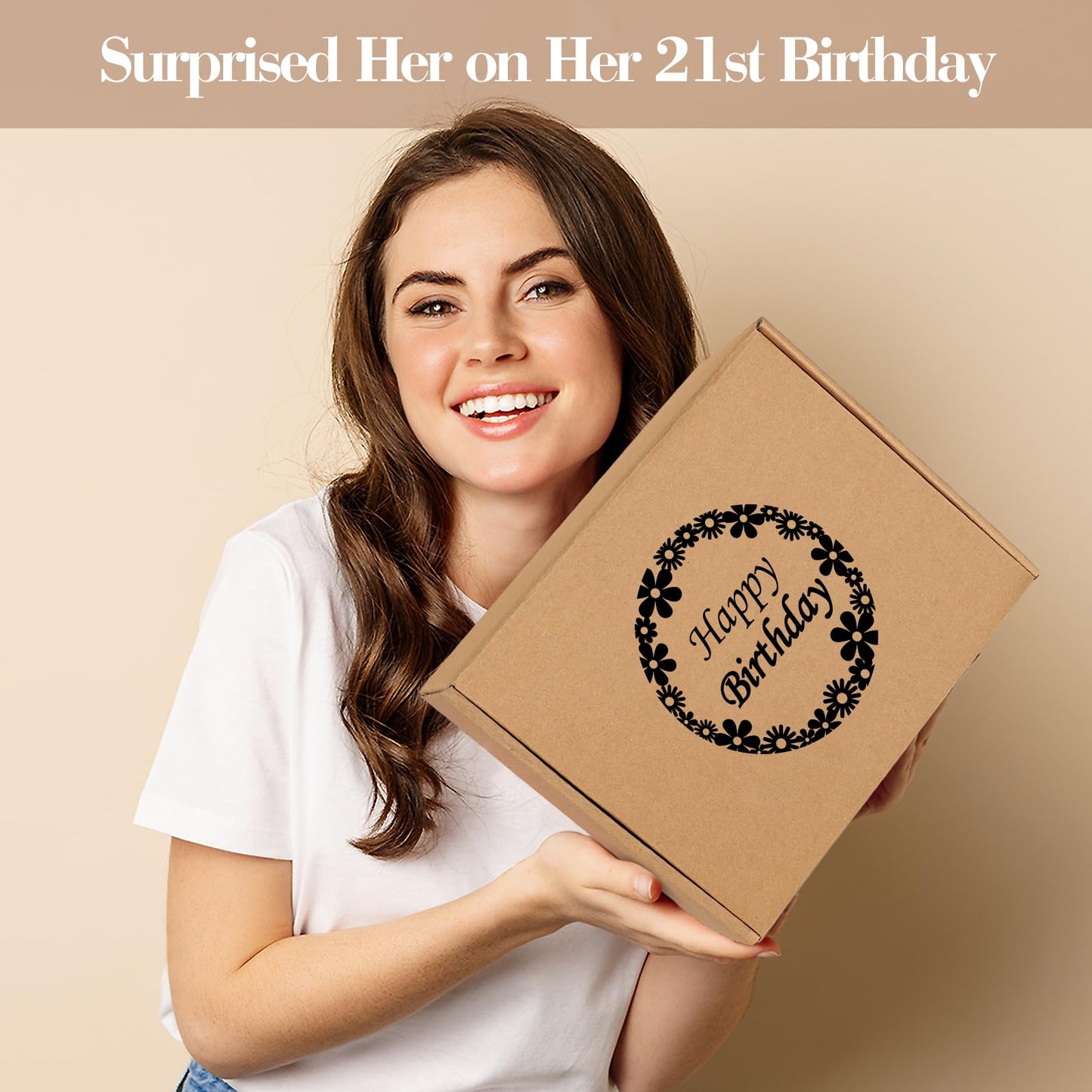 21st Birthday Gifts for Her, Unique 21 Year Old Birthday Gifts for Women, 21 Bday Decorations for Her, Gift for 21st Bday Woman w/ 16oz Coffee Cup, Candle, Bracelet, Hair Clip, Card, 7PCS
