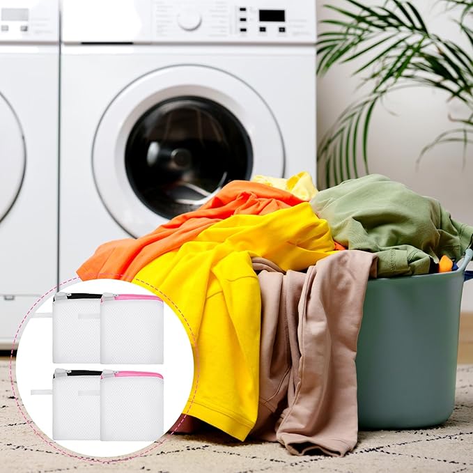 4PCS Laundry Pod Anti-Sticking Bag for Pods Scented Beads Wash Foldable Washing Machine Soap Pouch Small Mini Mesh Laundry Bag Lingerie Bags for Washing Delicates Bags Zipper