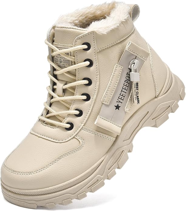 Yeeteepot Womens Snow Boots Warm Winter Boots Ladies Fur Lined Ankle Boots Lace Up Outdoor Booties Anti-Slip Sneakers Wate...