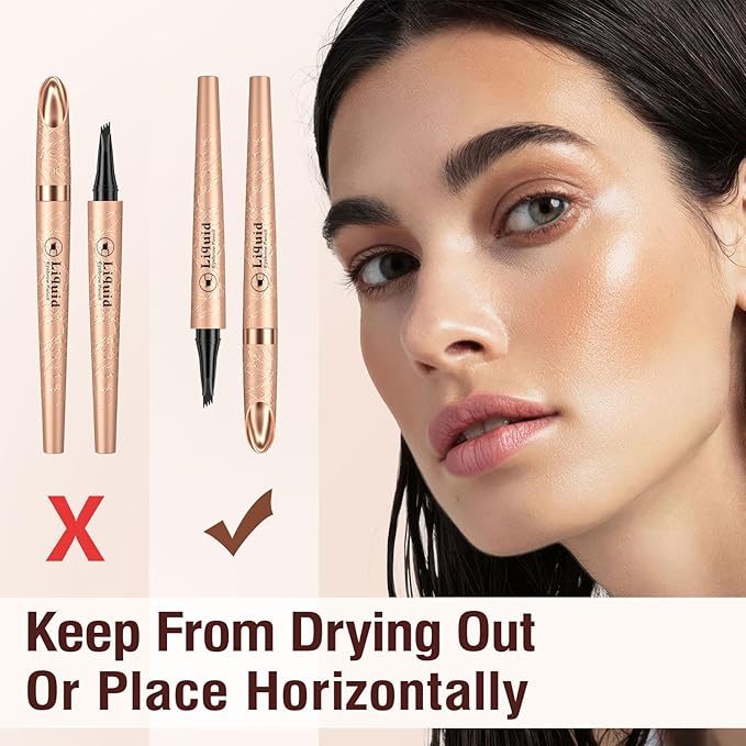 Microblading Eyebrow Pen - Long Lasting Waterproof Brow Pencil With Micro-Fork Tip Applicator and Stays on All Day (Black)