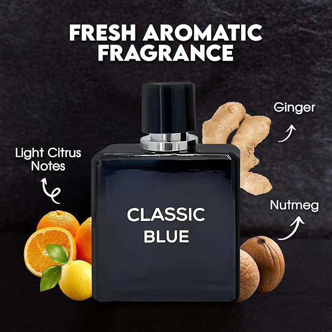 2PCS Valentine Milano/Classic Blue Eau De Toilette for Men-Fresh,Romantic Scent Perfume for Men 3.4 Fl Oz Each Mens Cologne For All Skin Daily Used