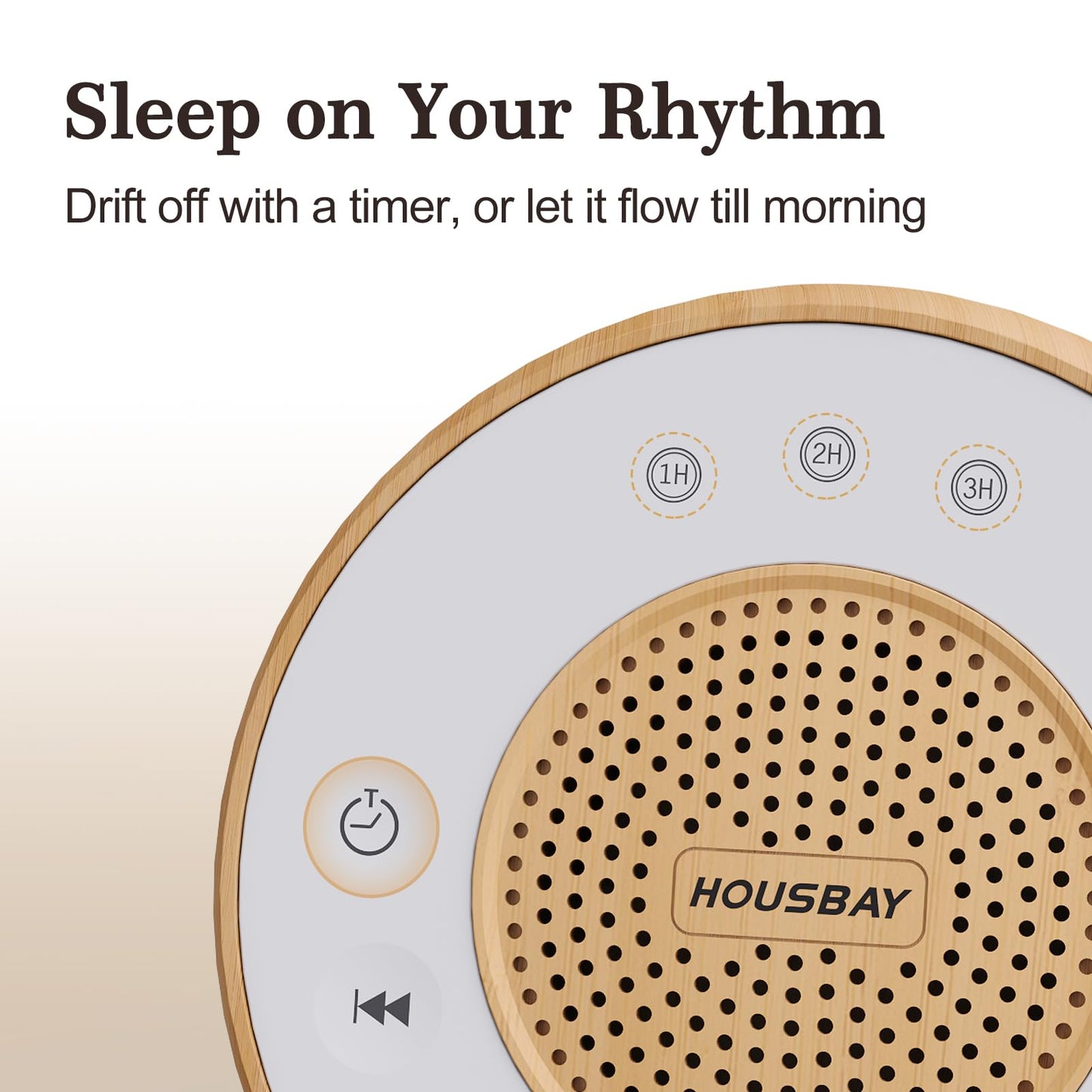 Housbay White Noise Sound Machine for Sleeping, 31 Soothing Sounds, Small Sleep Machine for Adults, Wood Grain Design for Bedroom & Noise Canceling