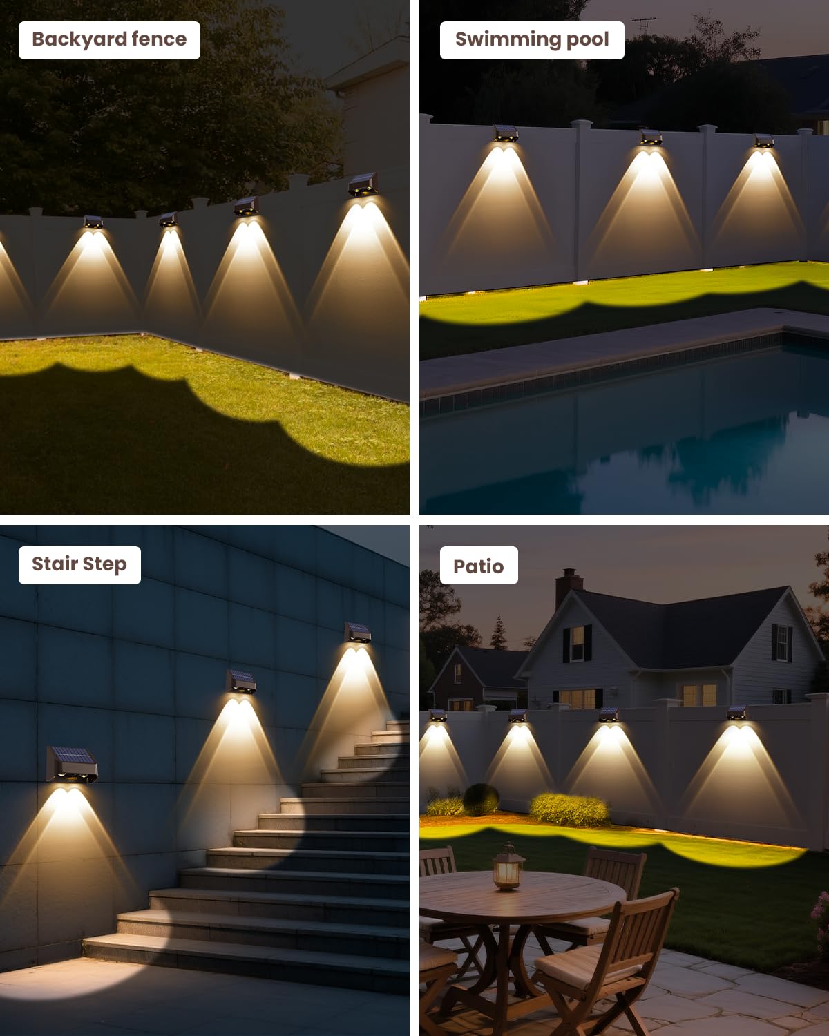Brighter Solar Fence Lights-3000/4000/6000K 3 Mode,Solar Lights Outdoor Waterproof,Dusk to Dawn Deck Light, Outdoor Lighting for Backyard/Railing/Wall/Step/Patio(12 Pack,Brown)
