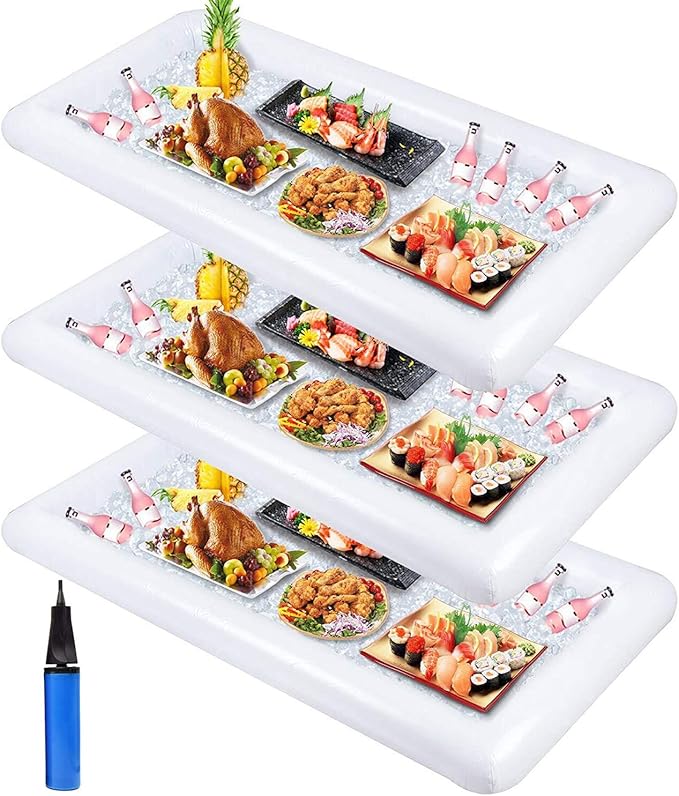 jollylife 3PCS Inflatable Cooler Serving Bars Pool Party Blow Up Coolers Food Holder Ice Tray BBQs, Picnics,Buffets Indoor...