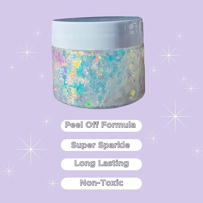 Stunt Trainer Cheer Glitter Face Body Makeup Peel Off Gel Chunky Holographic 15 Colors 1.6oz Vegan Cruelty Free Nontoxic Cheerleader Cheerleading Makeup