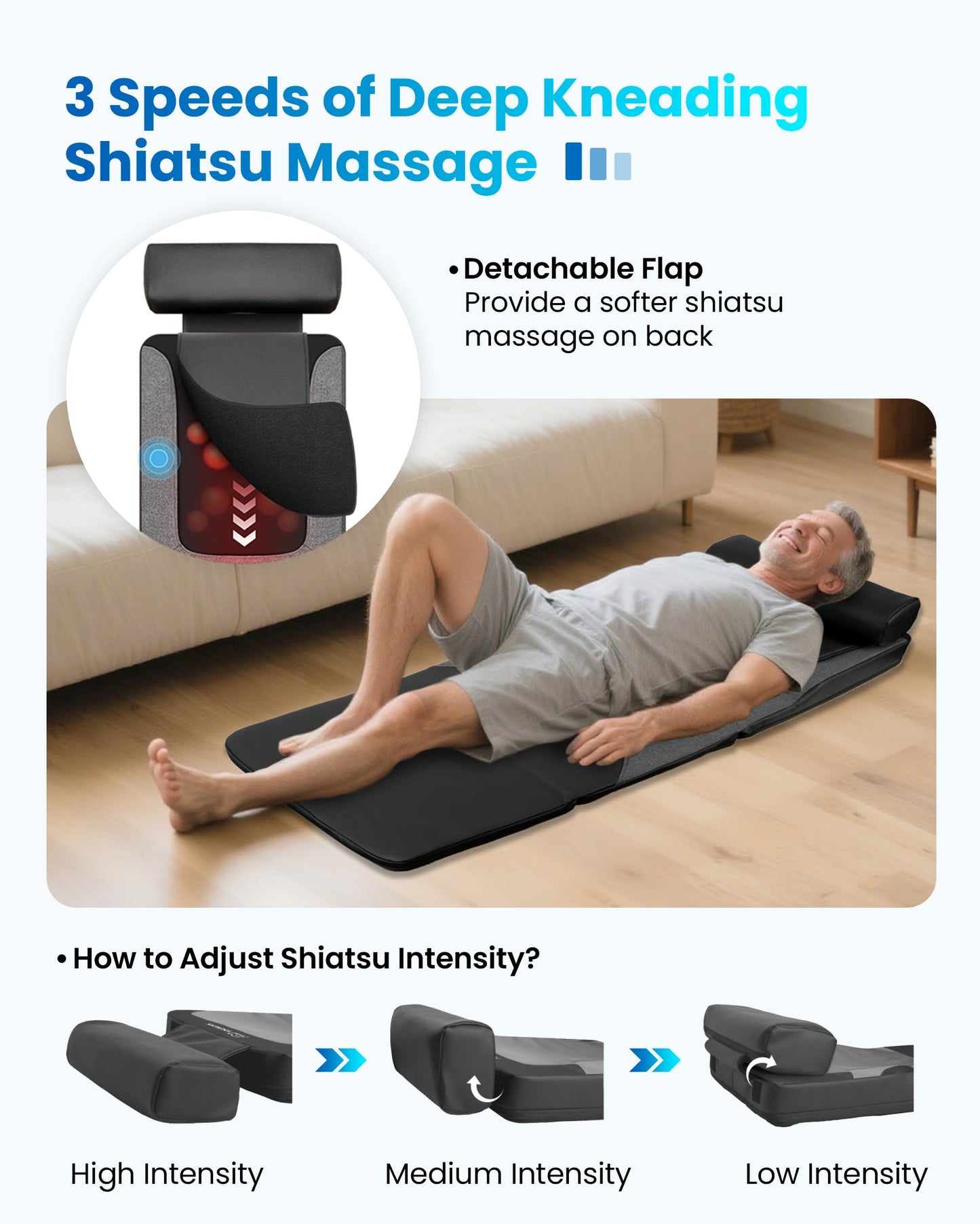 COMFIER FSA Full Body Massage Mat with Heat,HSA Eligible Shiatsu Back Massager for Pain Relief Deep Tissue Kneading&Vibration,Heating Chair Massage Pad for Recliner Sofa Bed,Father‘s Day Gift for Dad