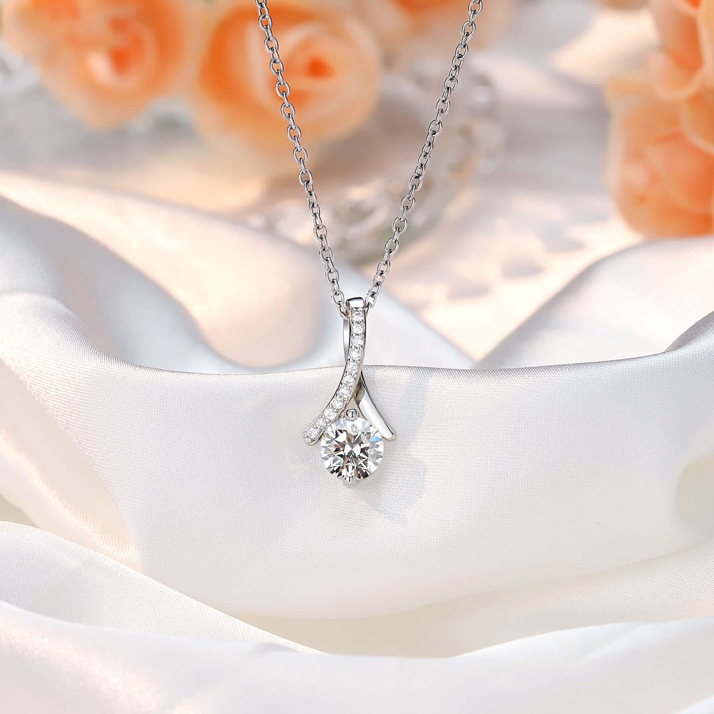 UPROMI Mother of The Bride Gifts from Daughter - Wedding Jewelry for Mom: Silver Dainty Necklace