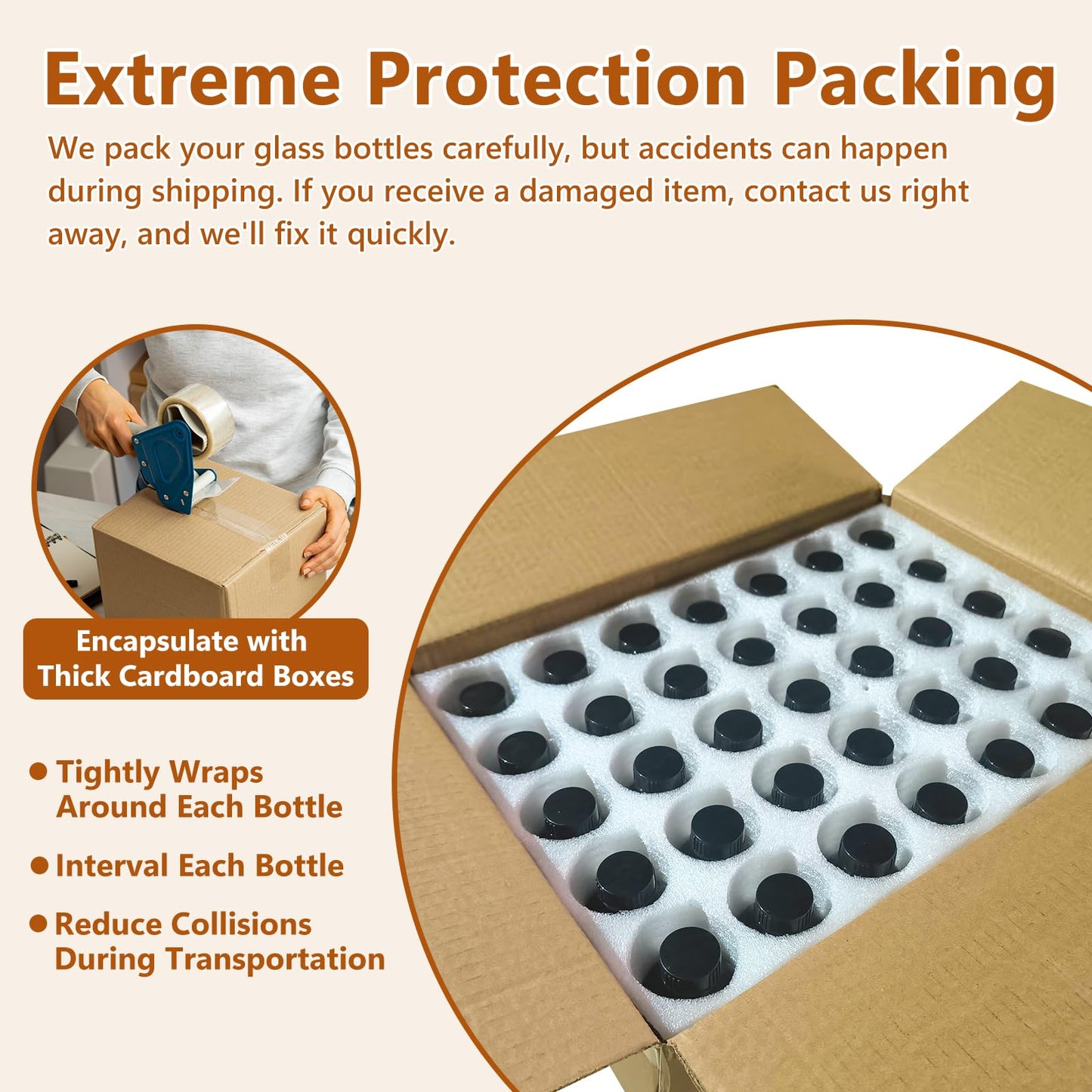35 Pack 4oz Amber Glass Boston Round Bottles with Polycone Leak-Proof Phenolic Caps – Brown Airtight Refillable Containers for Homemade Vanilla Extract, Essential Oils, Herbal Medicine, and Syrups