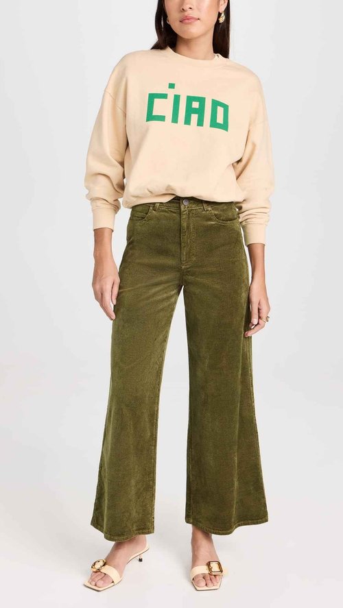 PAIGE Women's Harper Ankle Corduroy Pants, Army, Green, 31