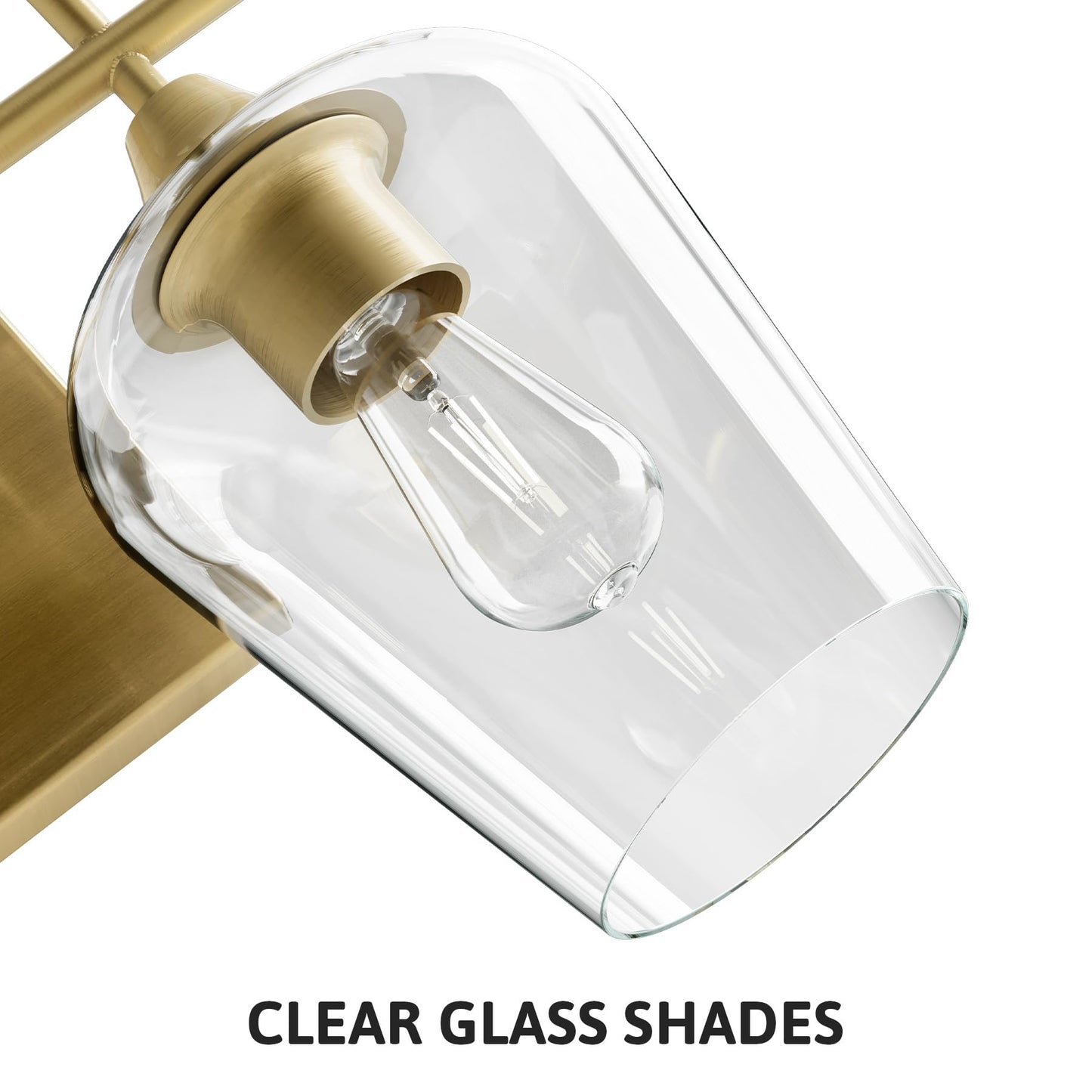 VONLUCE Bathroom Vanity Light, 4 Light Bathroom Light Fixture Over Mirror, Bathroom Wall Lamp with Clear Glass, Modern Gold Vanity Lighting fixtures for Bathroom, Bedroom, Hallway