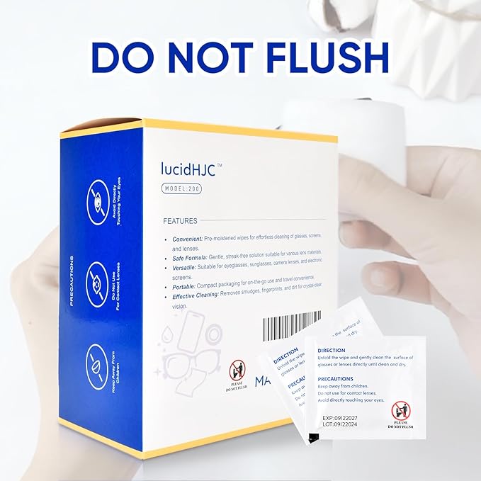 Lens Wipes for Eyeglasses/Camera Lenses,and Screens of cellphones/laptops/Computers .Cleaning Spots or dirts. Wrapped Individually Paper Wipes, Count 200