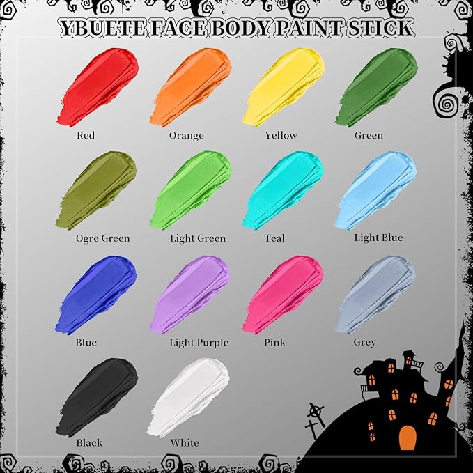 Yellow Face Body Painting Stick, Professional Full-coverage Cream Yellow Face Paint for Halloween SFX Makeup Clown Costume Party, Washable Bright Eye Cheek Art Stick for Adult Festival Carnival