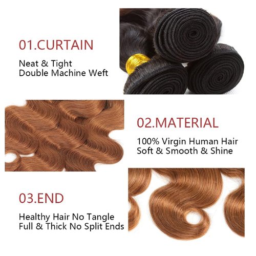 Fabimiya Bundles Human Hair 24 26 28 Inch Body Wave Omber Chocolate Brown 30 Human Hair Bundles 12A Unprocessed Brazilian Virgin Hair Quick Weave Bundles for Black Women