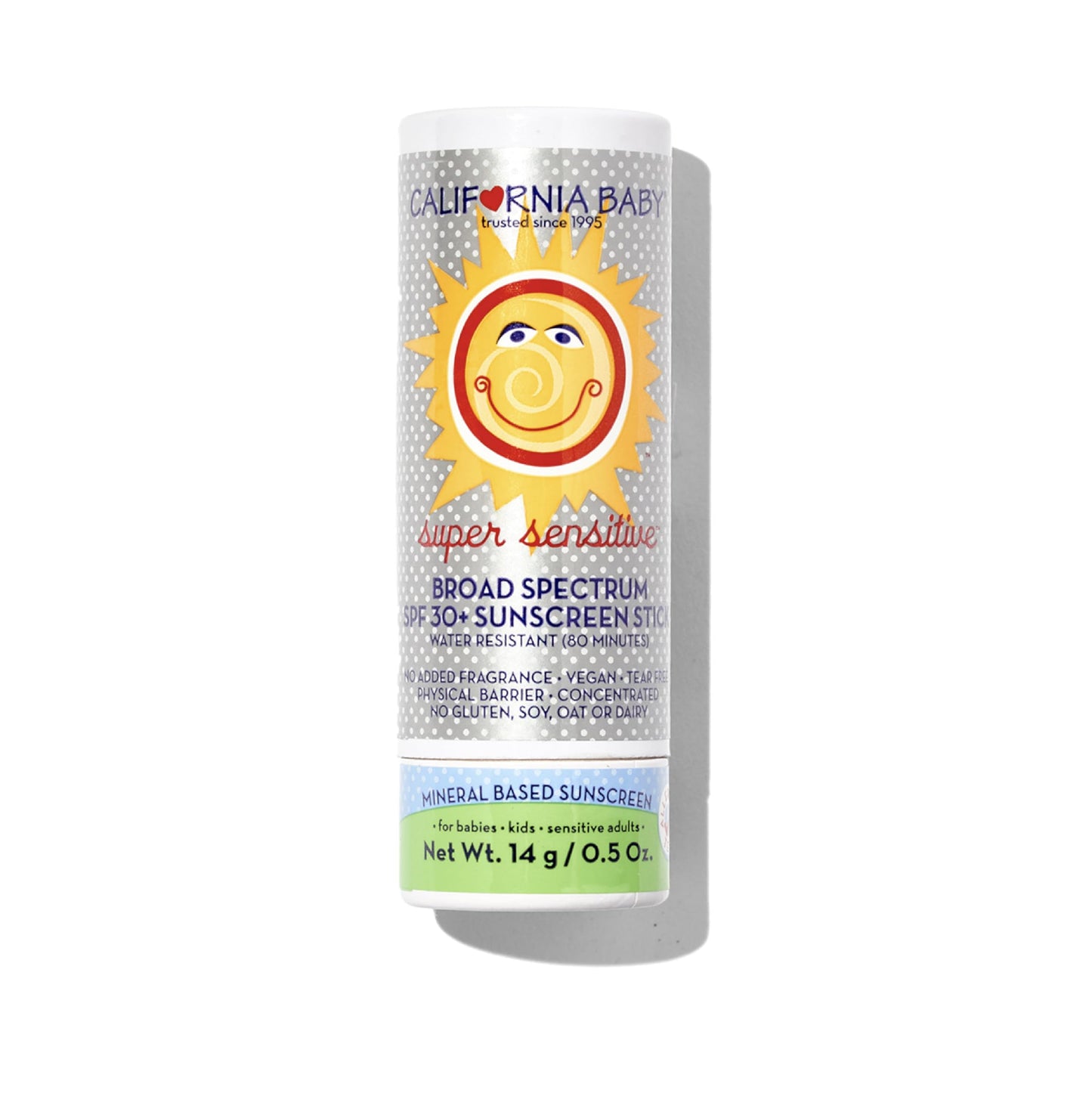 California Baby Super Sensitive SPF 30+ Sunscreen Stick | Broad Spectrum | Unscented Hypoallergenic Mineral Sunscreen | Titanium