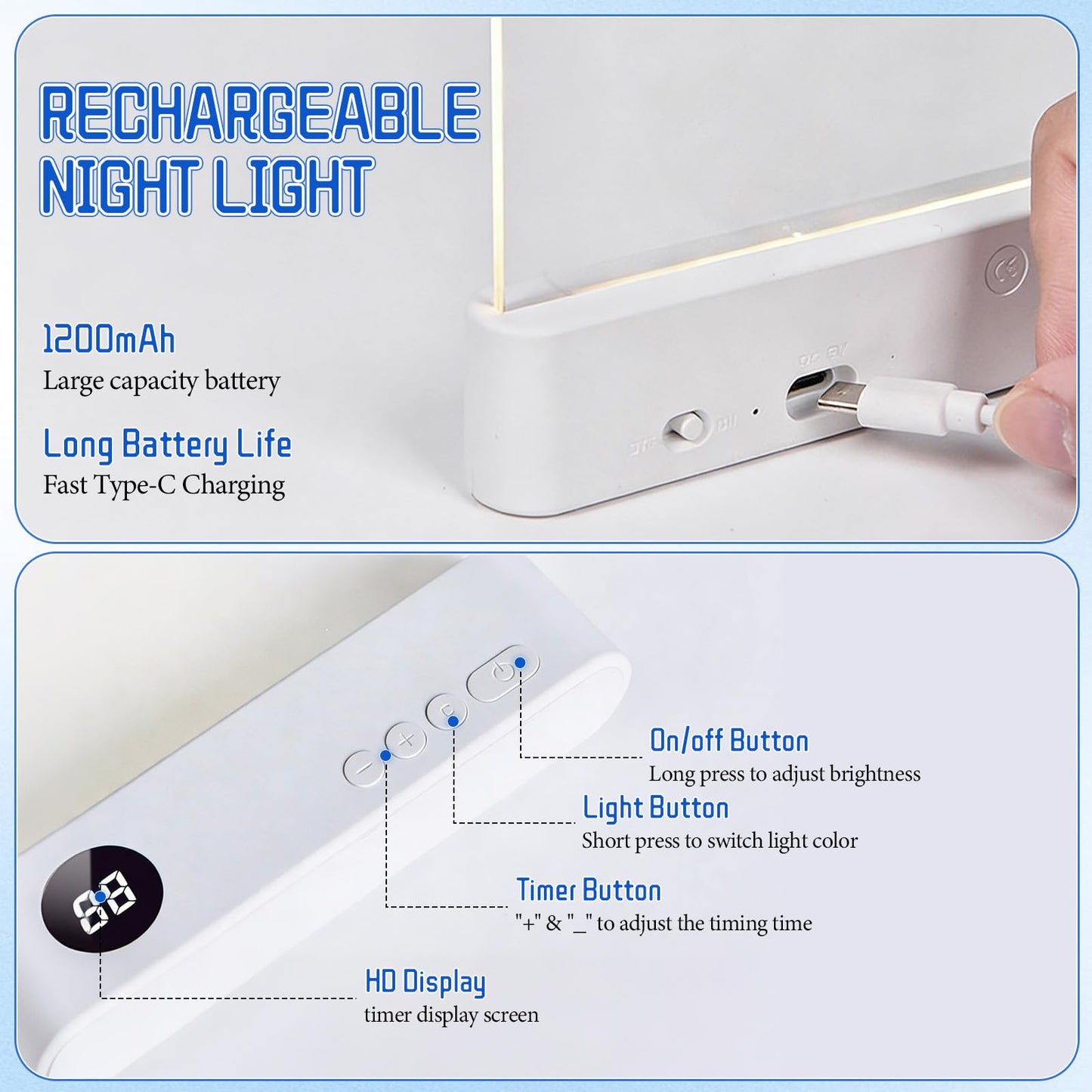LED Reading Light, Rechargeable Clear Flat Book Light with 3 Colors & Timer, Dimmable Book Lights for Reading at Night, Doodleable Panel Plate Lamp Full Page Lights, for Book Lovers (Pink)