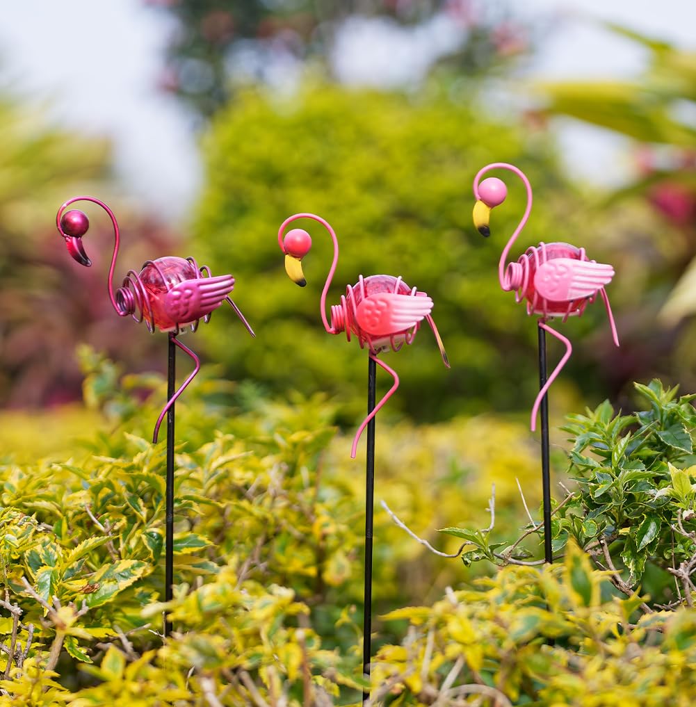 Stargarden 3 Pack Garden Solar Lights, Flamingo Solar Figurine Lights, Decorative Garden Stakes Waterproof Yard Decorations Outdoor for Pathway, Patio
