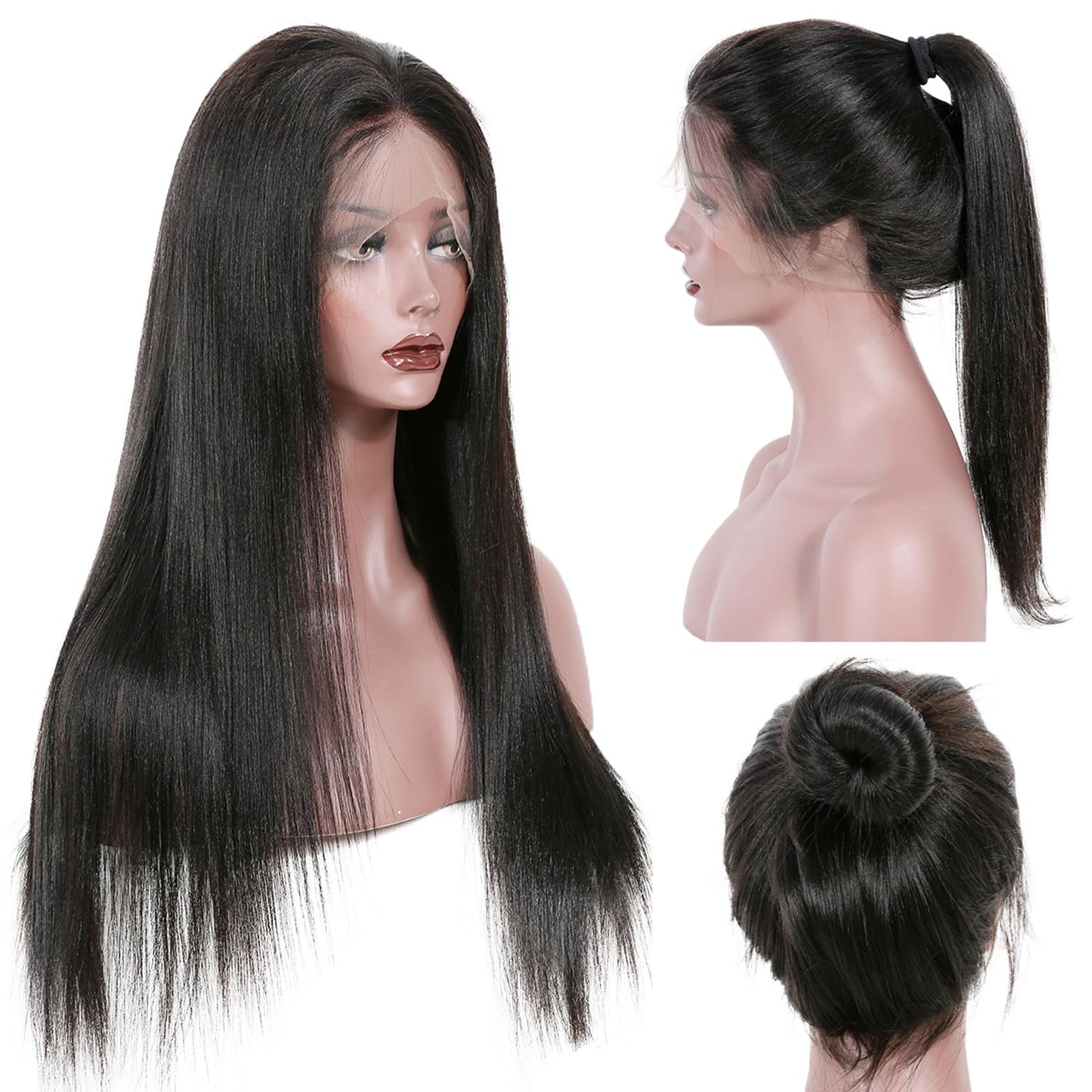 360 Straight Lace Front Wigs Human Hair Yaki Straight Human Hair Wig Glueless Lace Front Wigs Human Hair Pre Plucked Brazilian V
