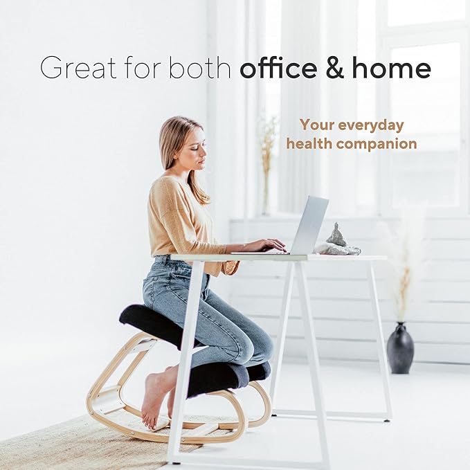 Luxton Home Ergonomic Kneeling Chair with Extra Padding - Posture Support Comfortable Desk Chair - Angled Rocking Stool & Balancing Seat - Natural Relief for Neck or Back Pain (with Extra Padding)