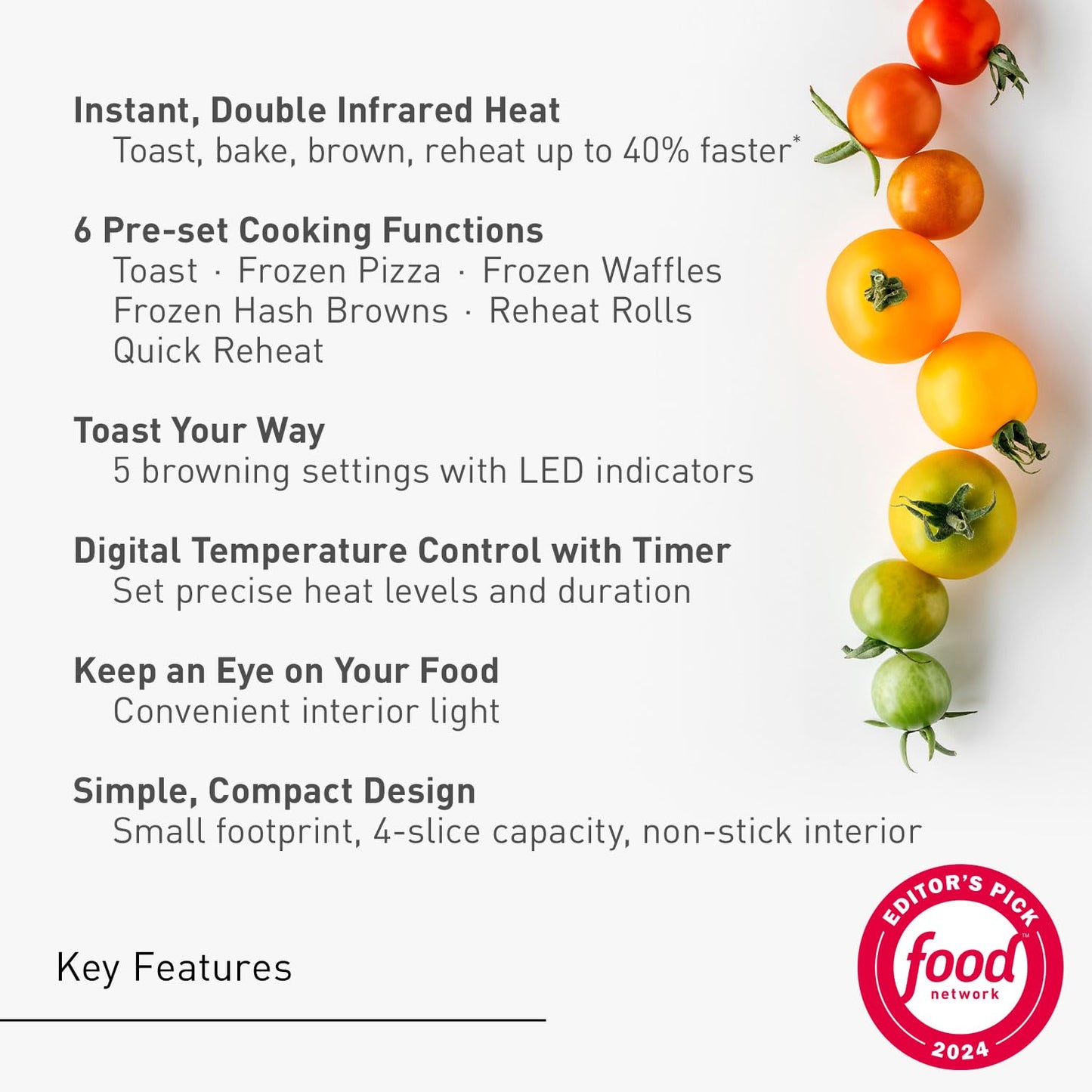 Panasonic FlashXpress Toaster Oven Countertop, 4-Slice Small Toaster Oven Compact Size with Double Infrared Heating, 6 Auto Cook Options and Precise Temperature Control, 1300W - NB-G110P (Silver)