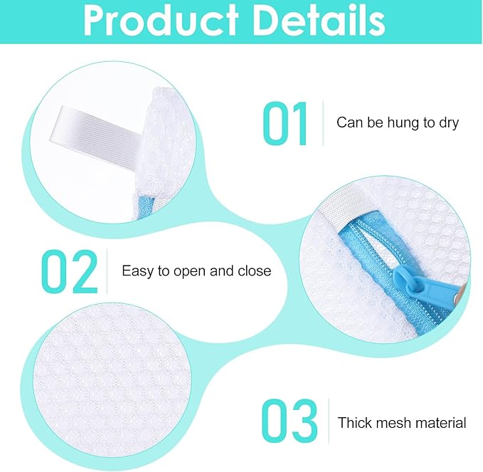 Mesh Laundry Bags for Delicates Washing 6 PCS Machine Bag Travel Laundry Lingerie Bags, Soap Foaming Organizers and Storage, Pods Scented Beads Washing Pouch,Mesh Wash Zipper Hanging Net Bag