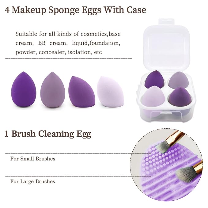 Makeup Brushes 22 Pcs Makeup Kit,Foundation Brush Eyeshadow Brush Make up Brushes Set (Purple, 22 Piece Set Large)