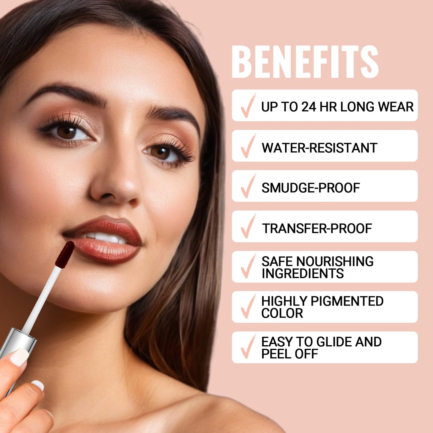 iMethod Lip Stain - Lip Liner Stain Peel Off, Natural Long Lasting, Waterproof Stay On All Day, Transfer-Proof, Highly Pigmented