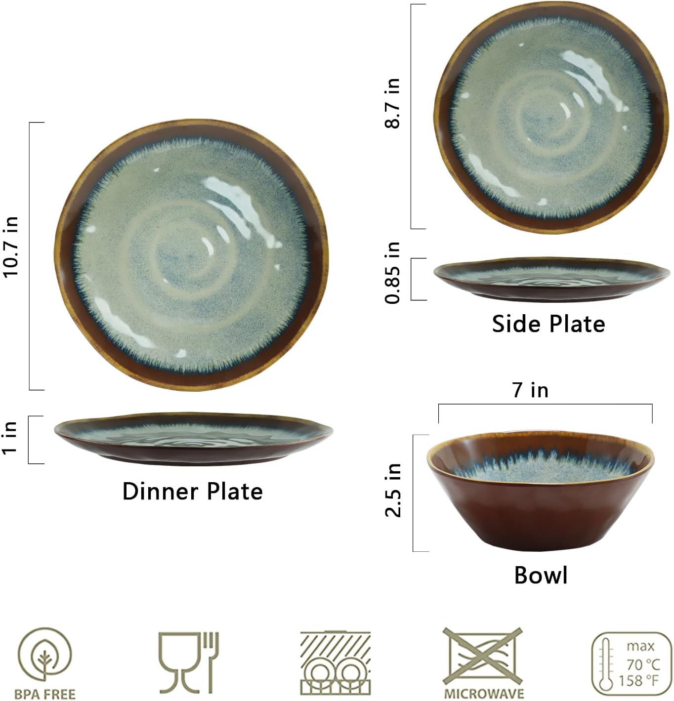 Melamine Dinnerware Sets,12Pcs Plate and Bowl Set,Unbreakable and Lightweight Dish Set,Great for Camping and RV,BPA free,Dishwasher Safe(Sandy Brown)