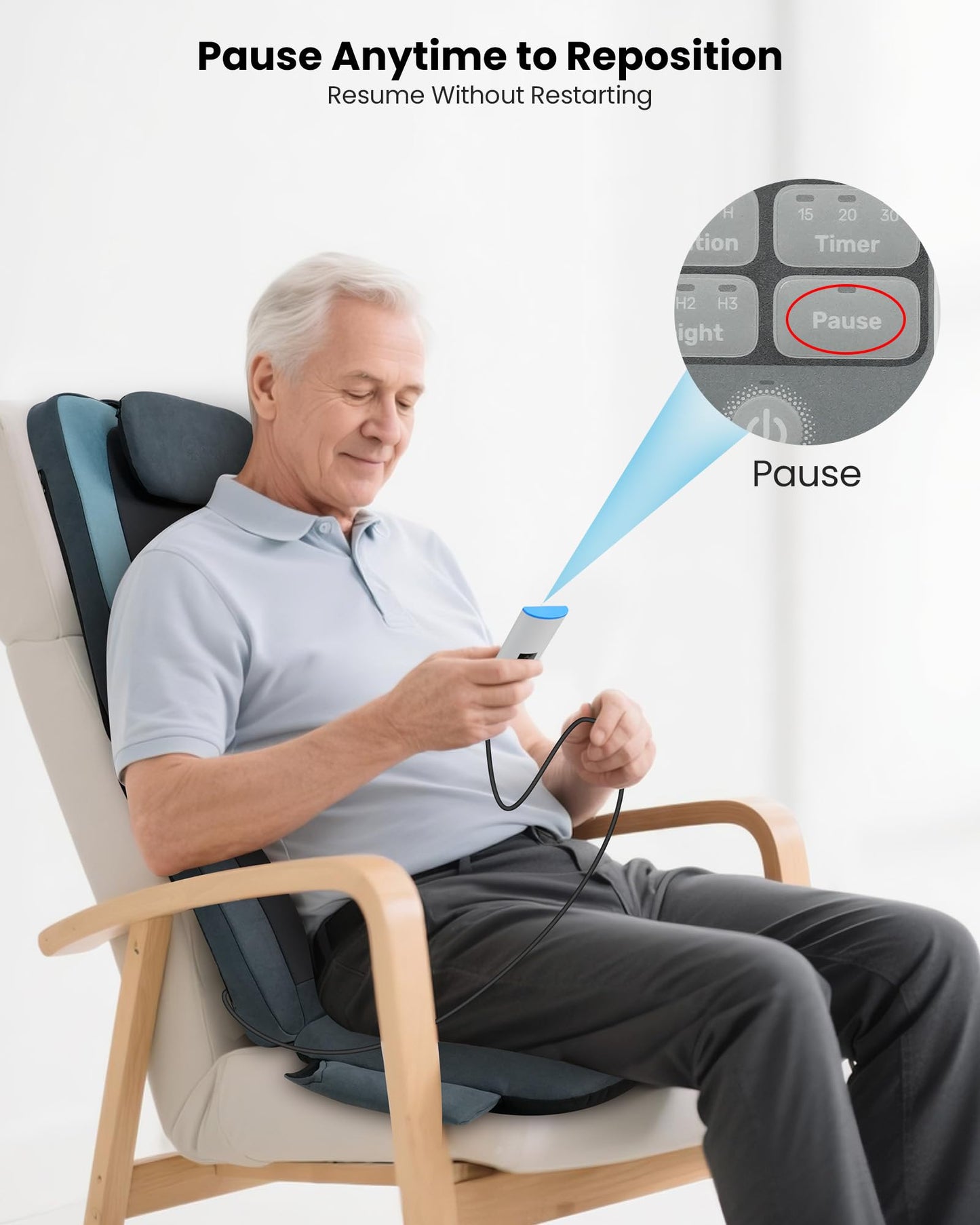 COMFIER Shiatsu Back Massager with Heat, Dual Motor 3D Rollers, Long Track Deep Tissue Kneading, Foldable Massage Chair Pad with Adjustable Height for Back Tension & Muscle Stiffness