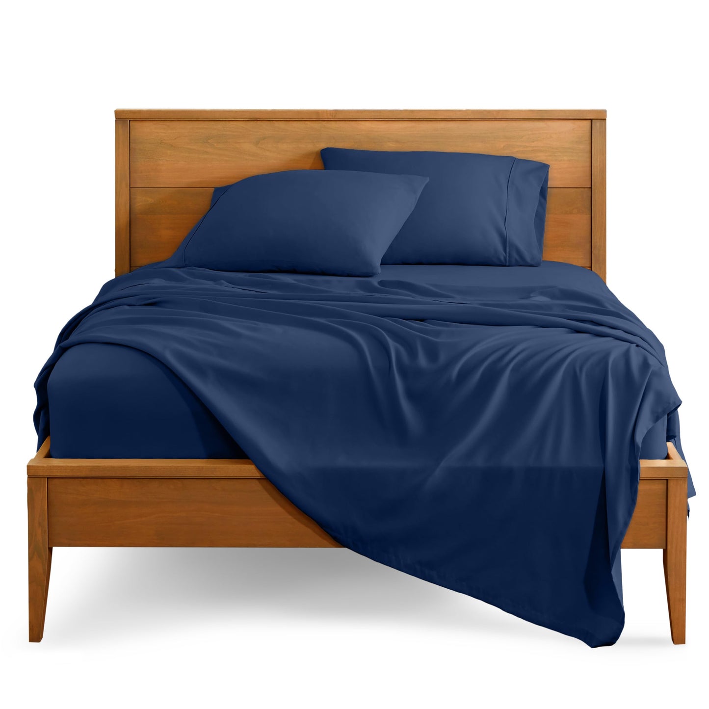 Bare Home Split King Sheet Set - 1800 Ultra-Soft Microfiber Bed Sheets - Double Brushed - Deep Pockets - Easy Fit - 5 Piece Set - Bed Sheets & Pillowcases (Split King, Dark Blue)