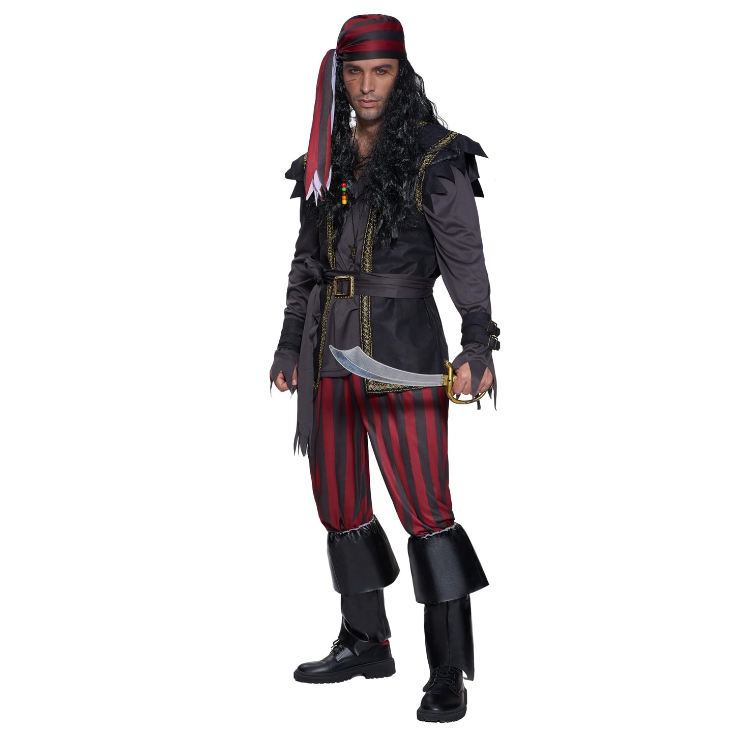 Spooktacular Creations Men Pirate Costume Ruthless Renegade Pirate Set with Boot Cover for Halloween Costume Cosplay Party -XL