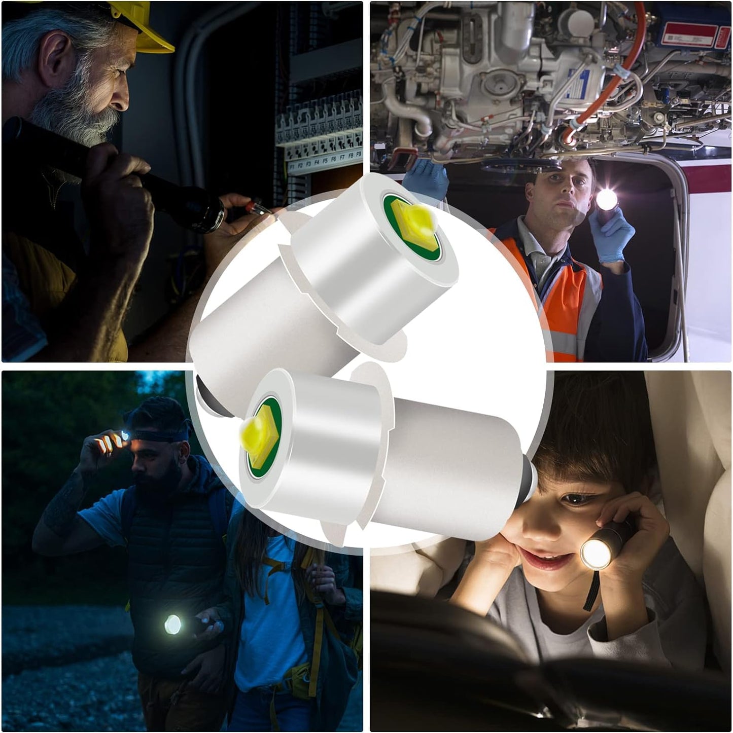 3 Pack LED Flashlight Bulb Replacement LED Bulbs for Conversion Kit 18V 12V 19.2V 6-24 Volt 3W 247LM PR2 P13.5S LED Bulb Upgrade Compatible with Ryobi Milwaukee Craftsman Lamp Torch Lantern Work Light