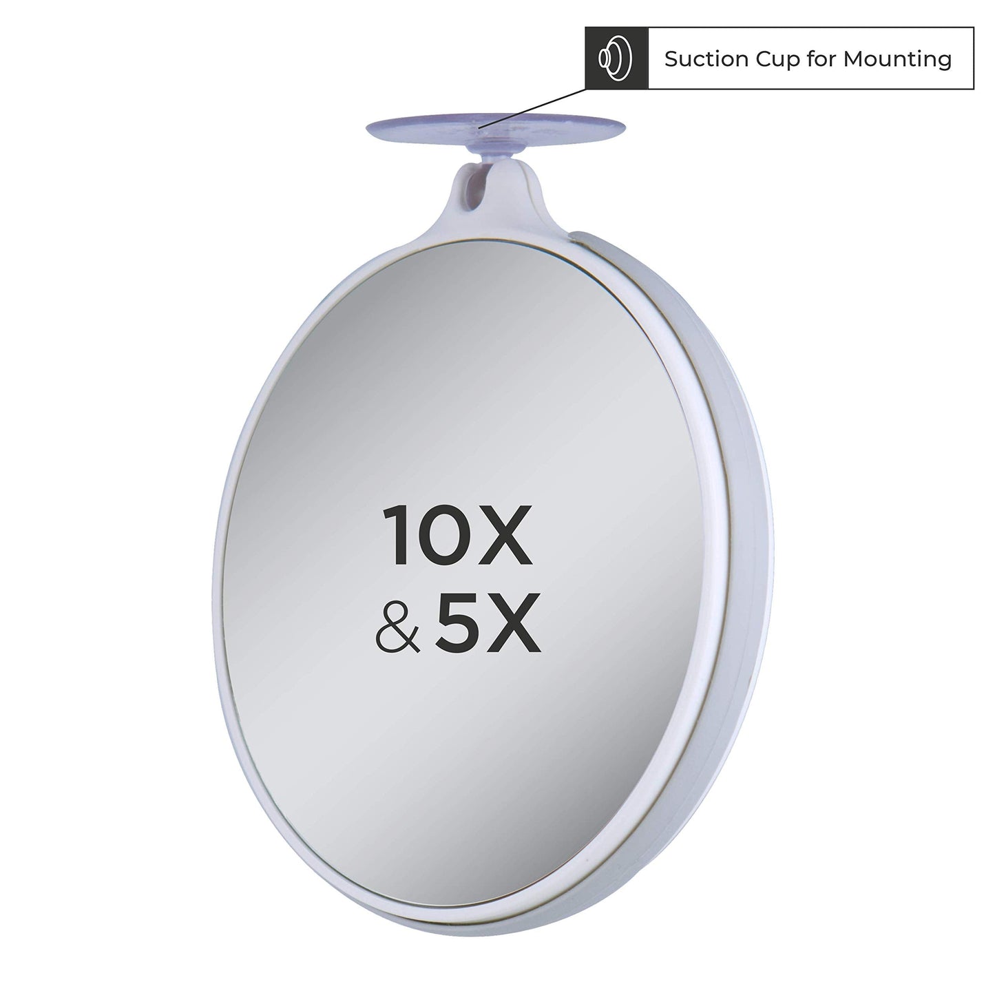 Zadro Dual-Sided 10X/5X Magnification Compact Travel Lightweight Portable Suction Cup Spot Makeup Mirror, Clear Acrylic, Gray/Wh