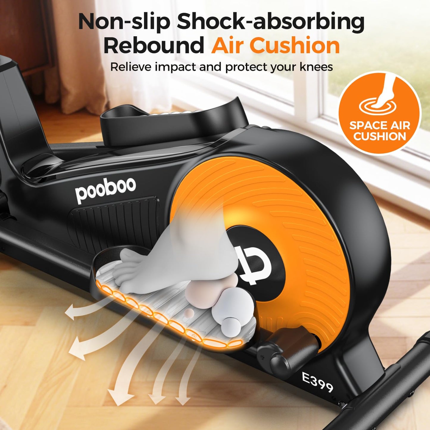 pooboo Elliptical Exercise Machine,Elliptical Machine for Home with Hyper-Quiet Magnetic Driving System&LCD Monitor, Elliptical Trainers with 15.5-17IN Stride,16 Resistance Levels