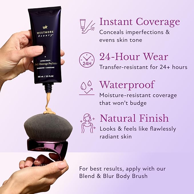 Westmore Beauty Body Coverage Perfector – Waterproof Leg & Body Makeup - Tattoo Cover Up Makeup - 7 Oz (Warm Radiance)