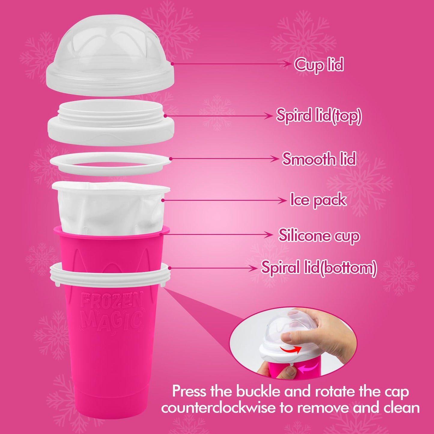 3PCS Slushie Maker Cups, DIY Magic Slushy Maker Squeeze Cups, Smoothie Slushy Cup for Juices, Milk and Ice Cream Make, Double Layer Squeeze Slushy Maker Cup, Birthday Gifts for Friends&Family