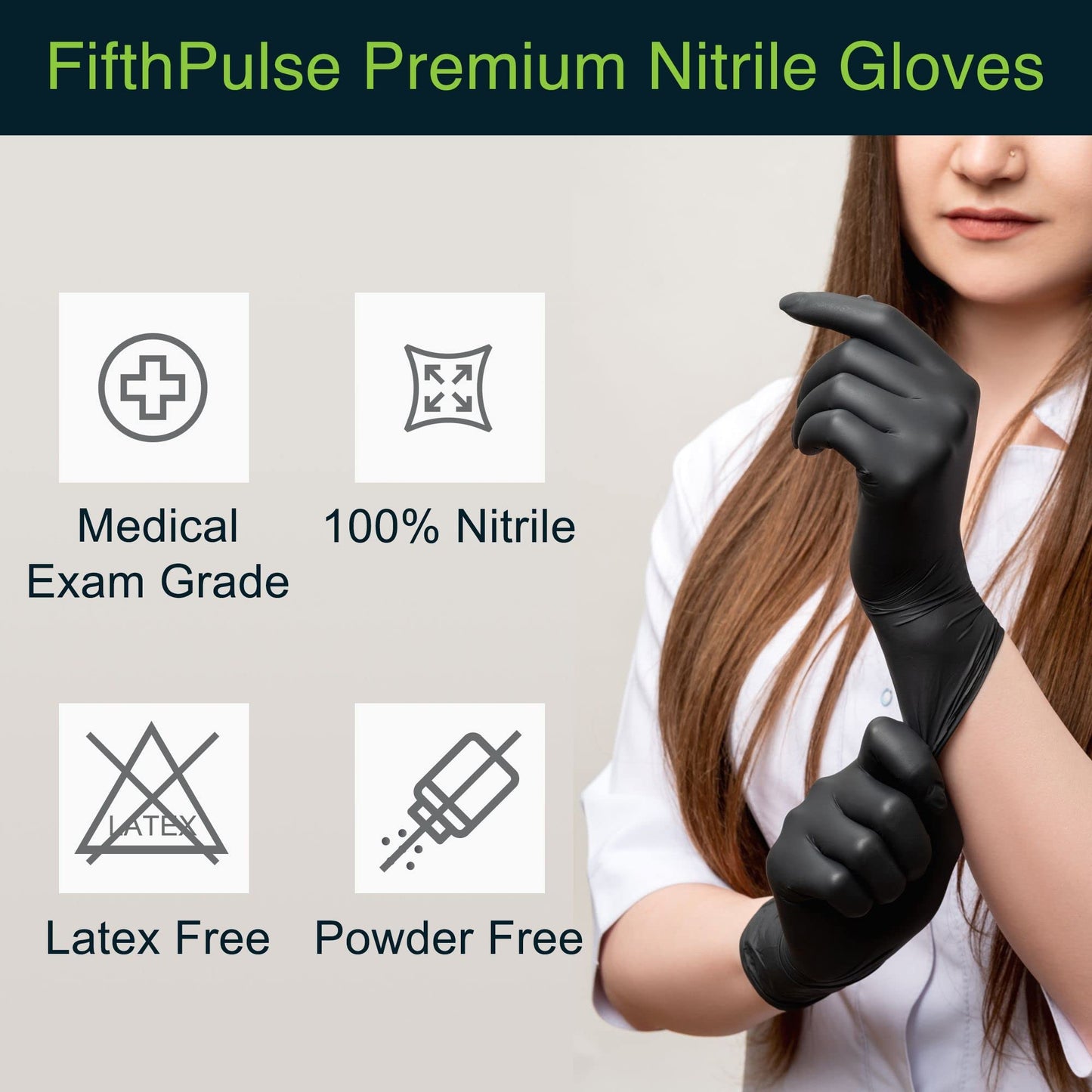 Disposable Black Nitrile Gloves Large 200 Count - Extra Thick 4.5 Mil - Powder and Latex Free Rubber Gloves - Surgical Medical Exam Gloves - Food Safe Cooking Gloves
