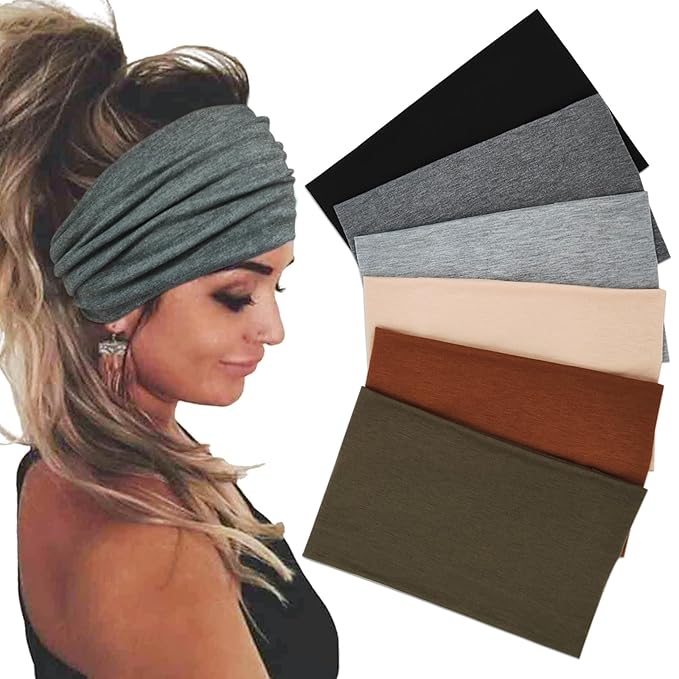 Sefiinh Wide Headbands For Women Stretch Headband Boho Head Bands Women's Hair Band Turban Workout Hairband Accessories 6 ...