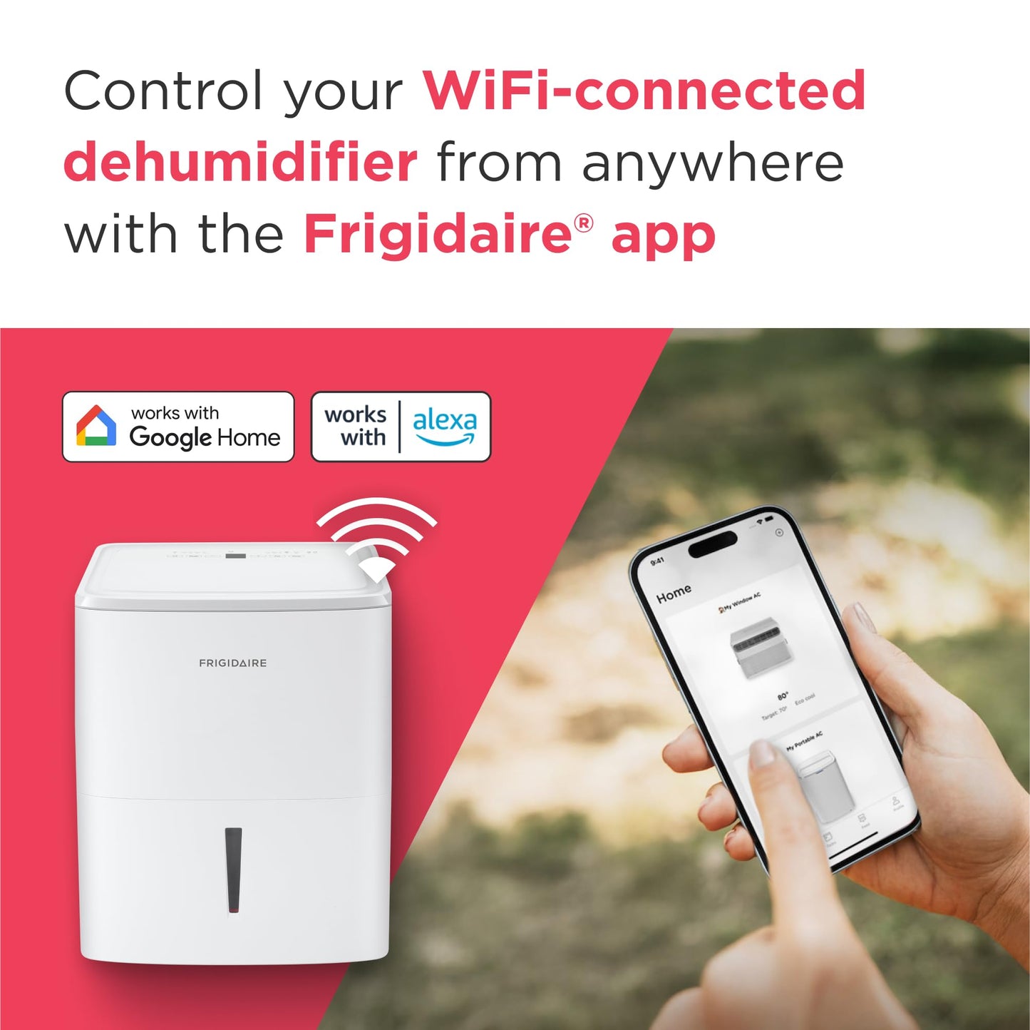 Frigidaire 22-Pint Portable Dehumidifier with Wi-Fi and Energy Star Certification for Small/Medium Rooms, Bedrooms & Bathrooms, Custom Humidity Control, Auto Shut Off, White