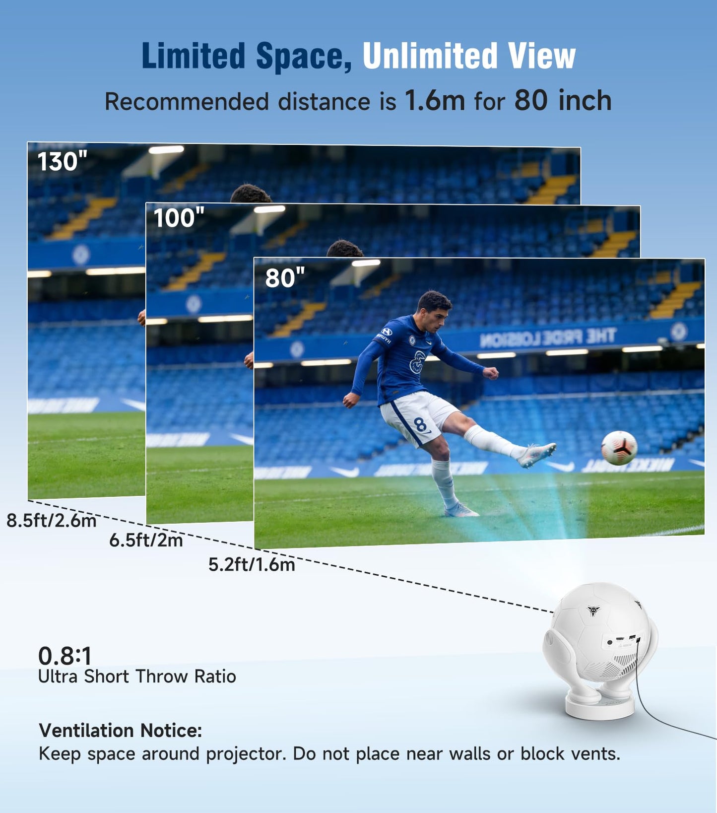 Magcubic HY320F Soccer Projector, Native 1080P 4K Support, WiFi 6 Bluetooth 5.4, 400 ANSI, Android 14, Electric Focus Short Throw, Portable Mini Projector for 2026 World Cup Home Theater Outdoor