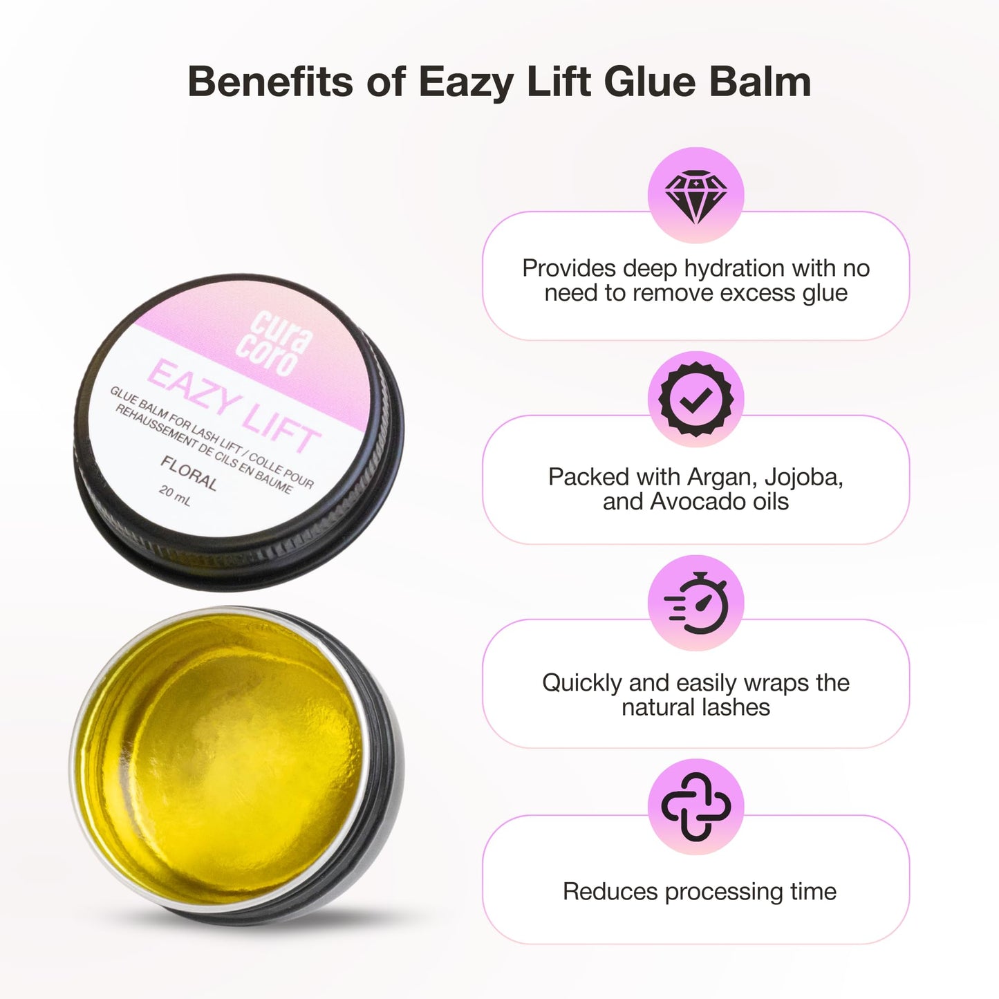 Curacoro Eazy Lash Lift Glue Balm, Nourishing Lash Lift Adhesive for Eyelash Curling & Lamination | Hydrating, Long-Lasting Lash