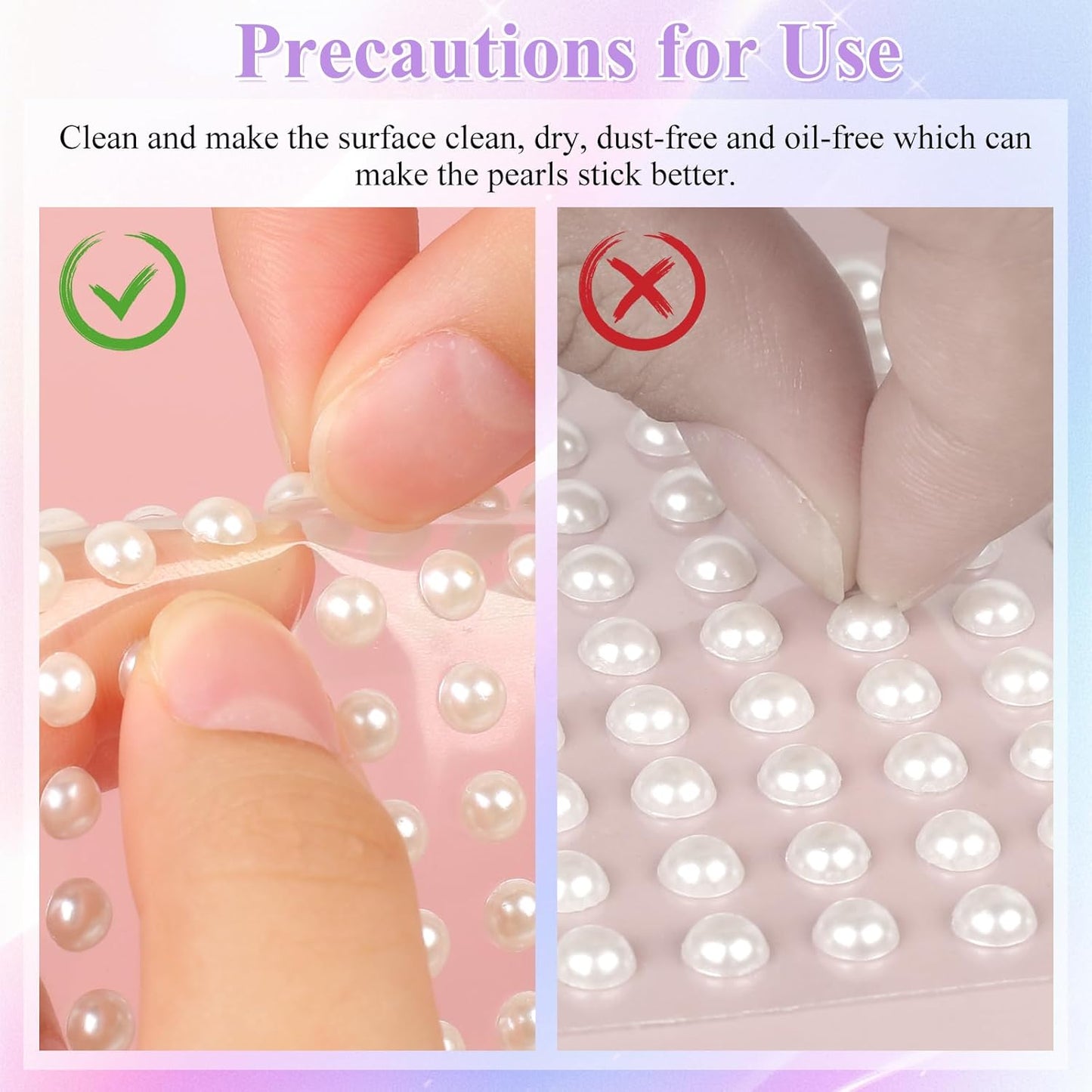 Phinus 3732Pcs Hair Pearls, 3/4/5/6/8mm White and Beige Pearl Stickers for Crafts, Hair Pearls Stick on Body Gems for Eye Nails Make up and DIY Decorations
